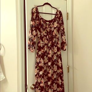 Long sleeve floral off the shoulder long dress